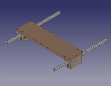 FreeCAD model of xstage with rails    &#169;  All Rights Reserved